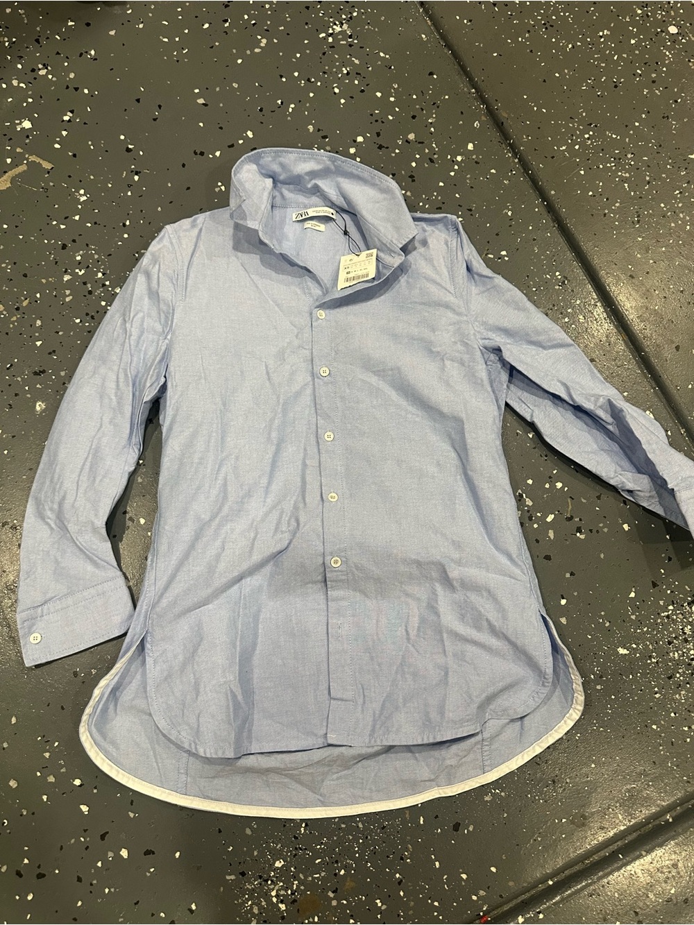 Zara oversized women Light Blue Long-Sleeve Button Shirt